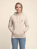 Woman wearing ivory Signature Hoodie with Whisky Bottle on left chest to match your favourite flavour profile.