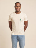 Front view of man wearing ivory Signature T-shirt with whisky bottle matched to your favourite flavour profile on left chest.